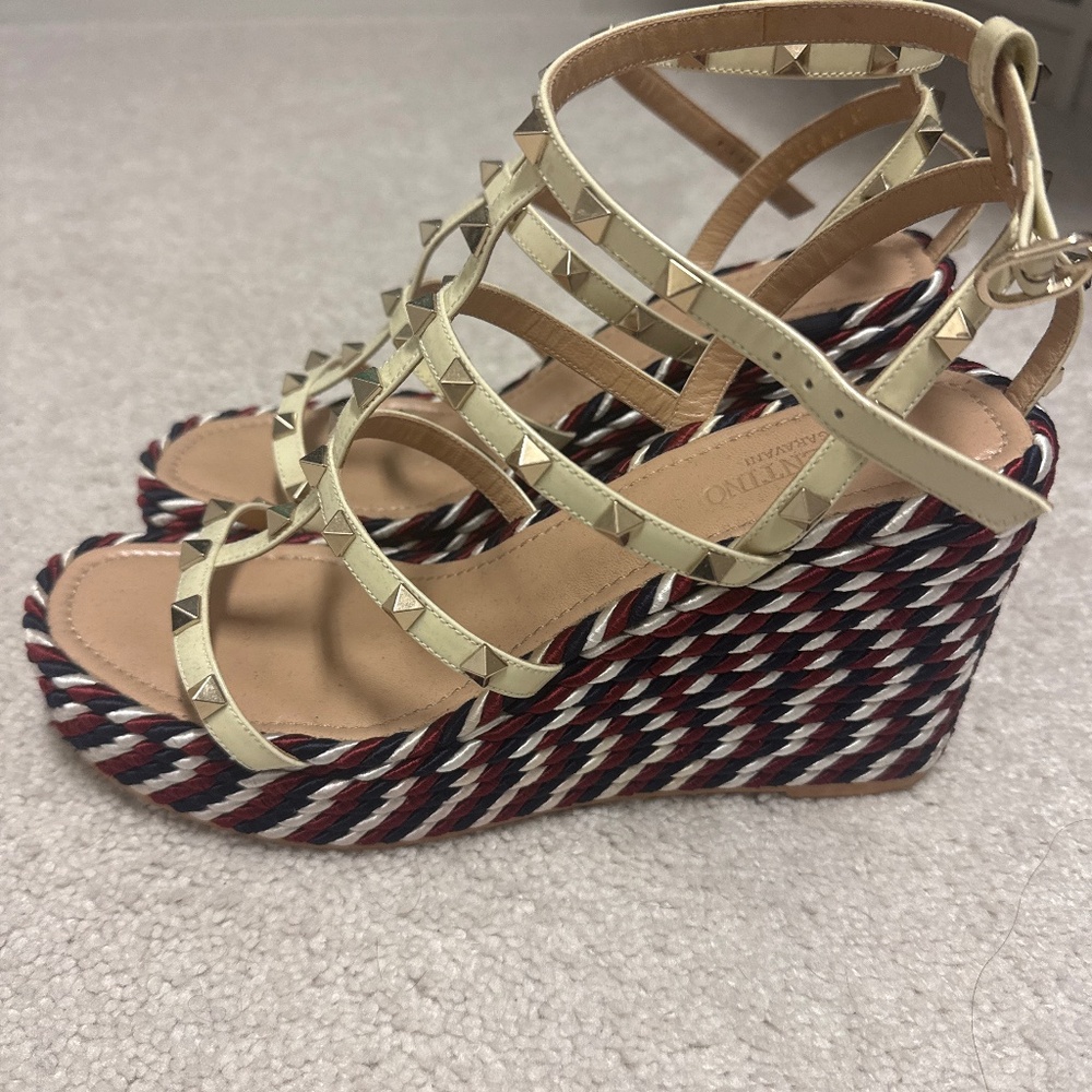 Valentino Garavani Rockstud Caged Wedge Espadrille sandal